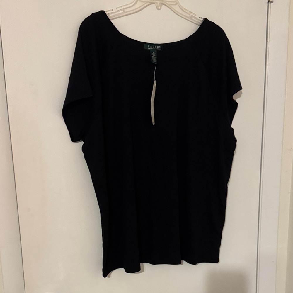 Lauren Ralph Lauren Black Short Sleeve Scoop Neck Tunic